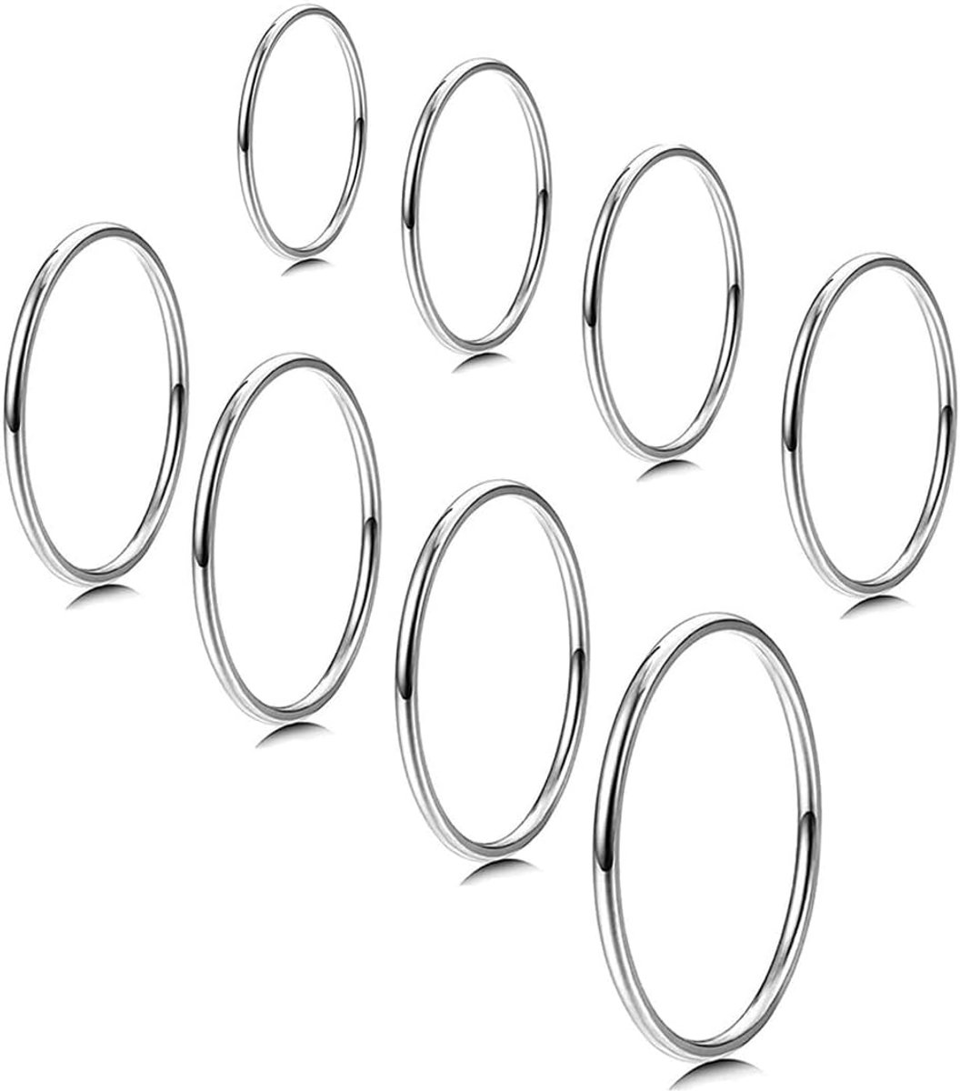 Ringen van roestvrij staal voor vrouwen, gladde bandringen van dun goud, stapelbare Thumb Pinky midi-ringen, comfortabele pasvorm 4/5/6/7/8/9/10/11
