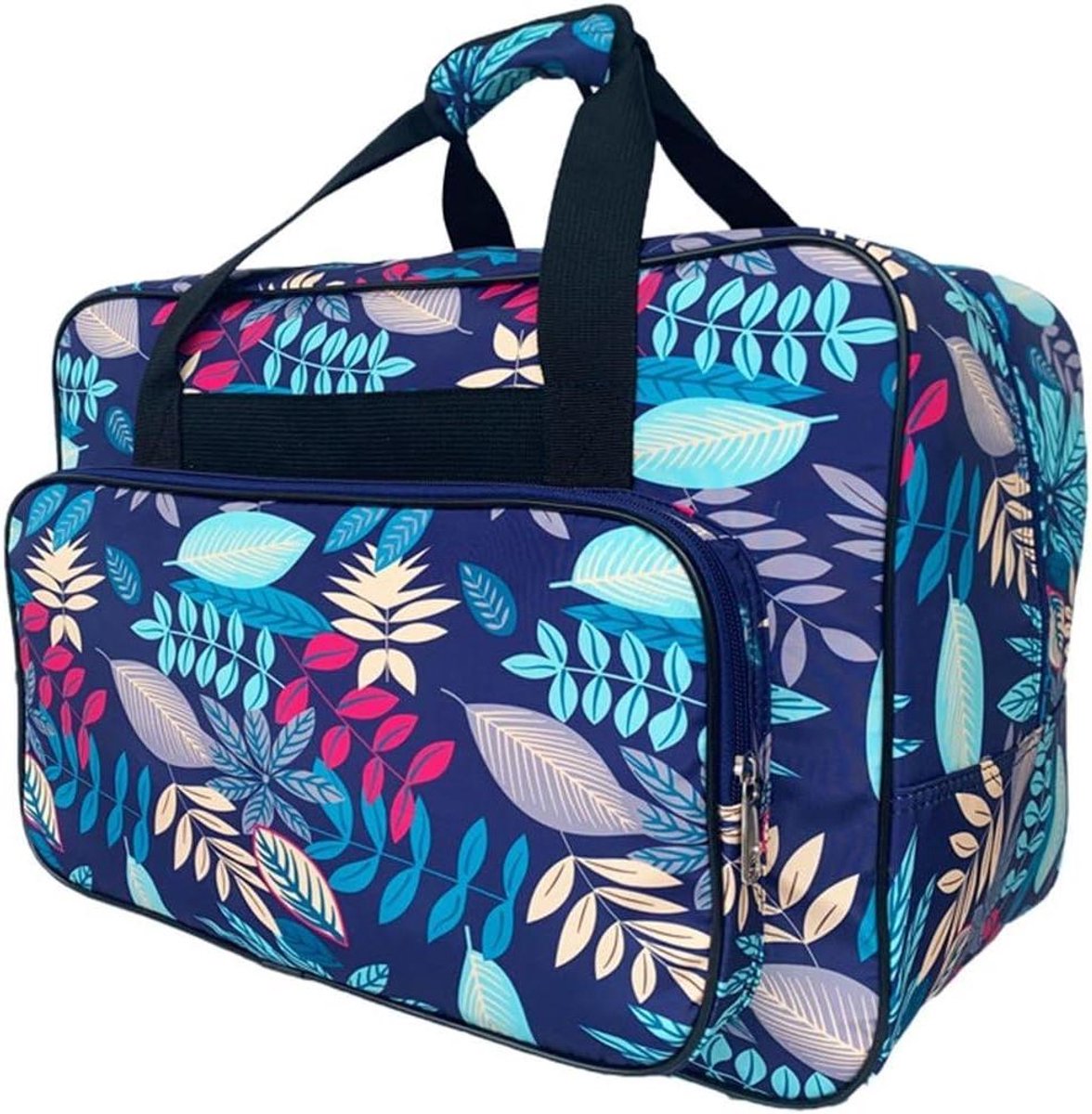 Opbergtas Naaimachine - Draagkoffer Accessoires - Naaiwerk Organiseren - Voorvak met Rits - 46x23x32cm - Blauw