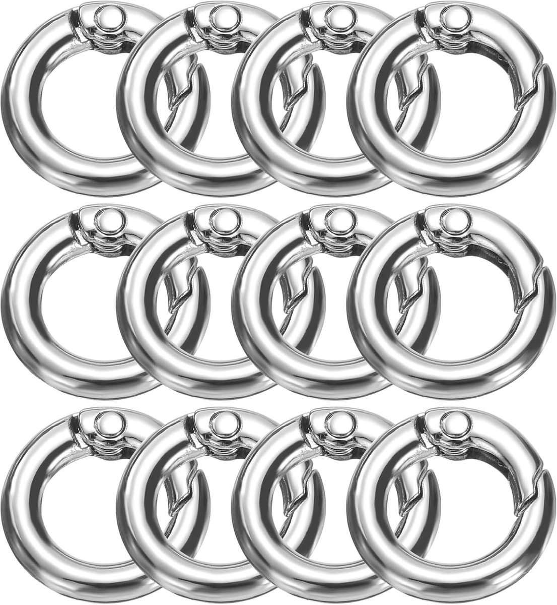 Veerringen van metaal, 0,4 inch (0,4 inch), veerringen voor sleutels, trigger, gespen, ronde clip voor sleutelhanger, handtas, zilverkleurig