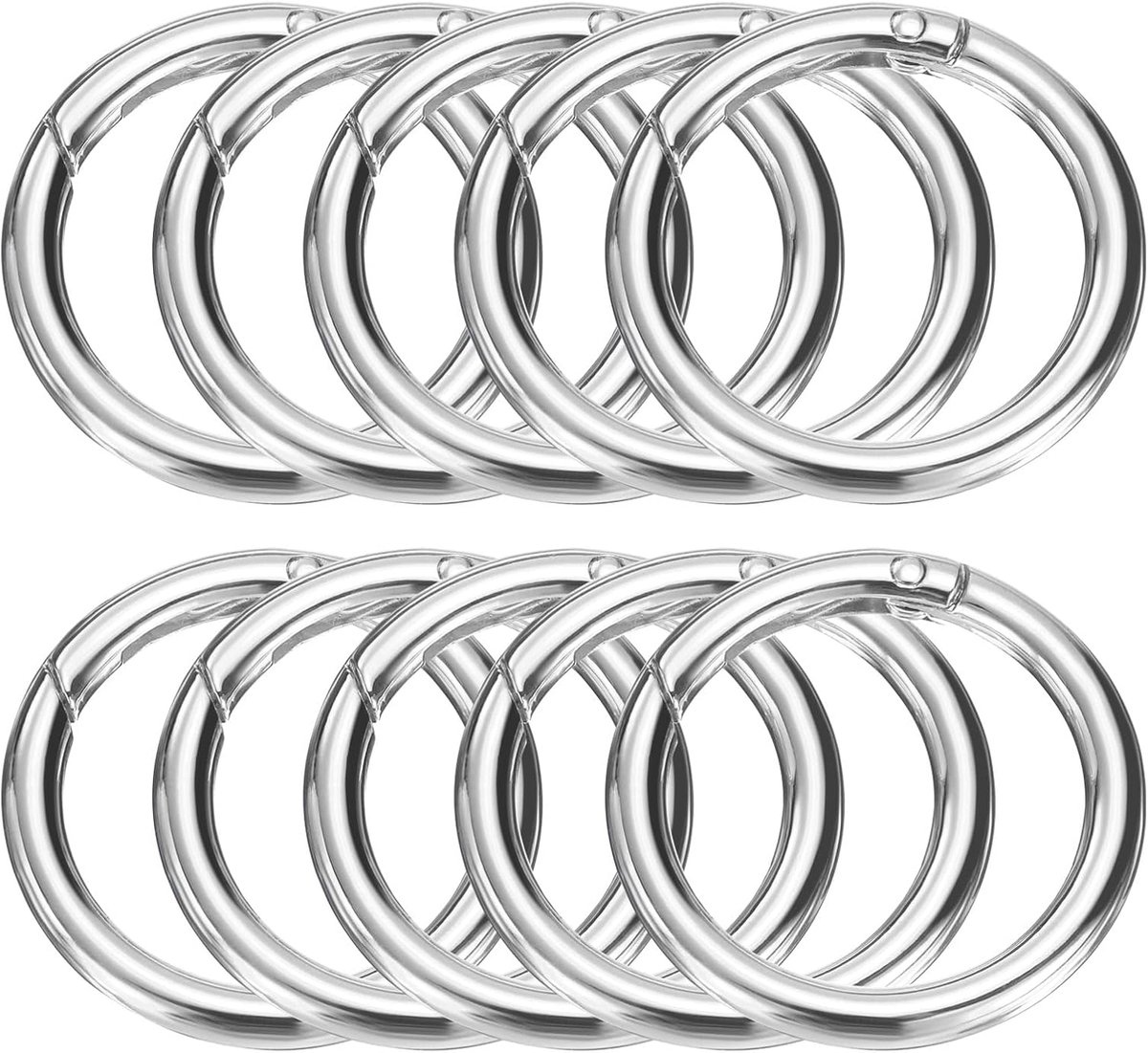 Veerringen van metaal, 1,2 inch, veerkarabijnhaken voor sleutels, ronde ring met klikclip voor sleutelhanger, tas, handtas, zilverkleurig
