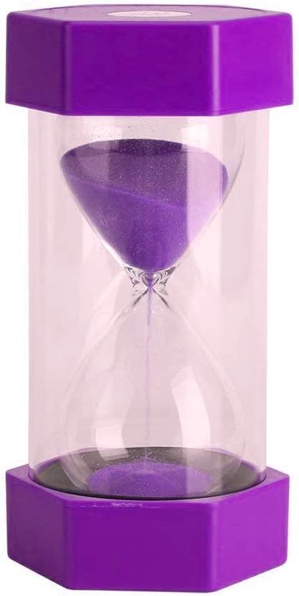 Zandloper, 16 cm grote maat, Hourglass decoratieve zandloper voor thuiskantoor, kinderen, zandloper, cadeau, 15 minuten (paars)