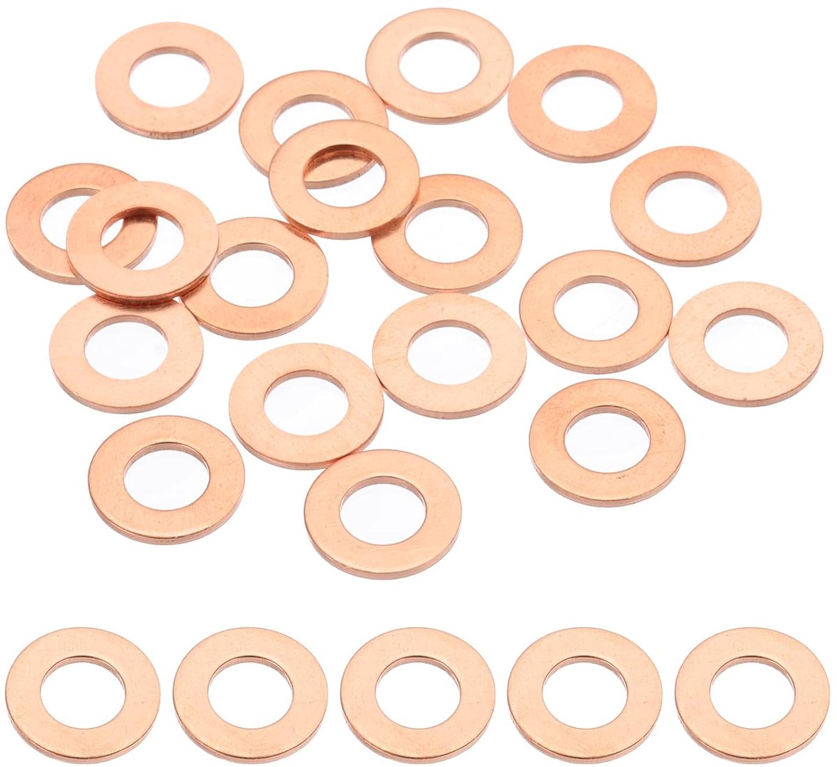 18 stuks M6 koperen afdichtingen, M6 x 12 x 1 mm koperen platte afdichtingen, afdichtingsringen, assortimentskit, olieaftapplug, afdichtring voor auto's, accuvoertuigen, schroeven, bouten