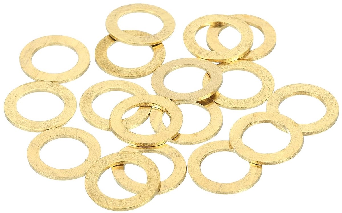 Platte sluitringen van messing, sluitringen M10 koper, 10 mm ID, 16 mm OD, 1 mm dikte voor bouten, schroeven, mechanische reparaties, outdoor-constructie