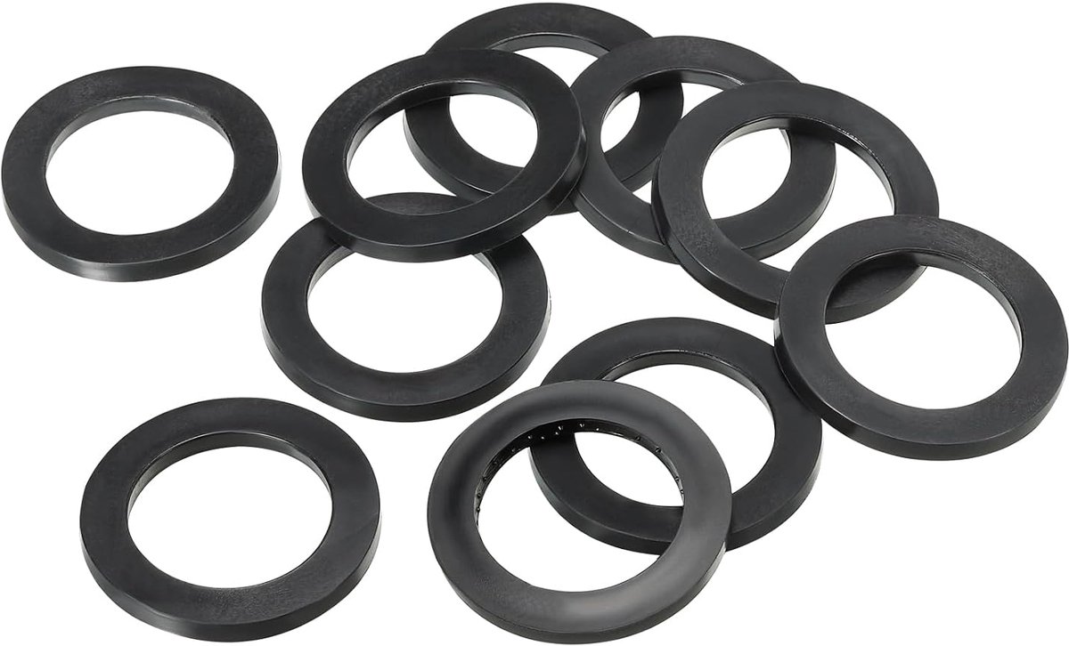 M32 Rubberen sluitringen, rubberen afdichting, rond, 10 stuks, 32 mm ID 46 mm OD 4 mm dik, platte sluitringen, set, afdichtingsrubber voor kraanbuis, bevestigingsschroef, zwart