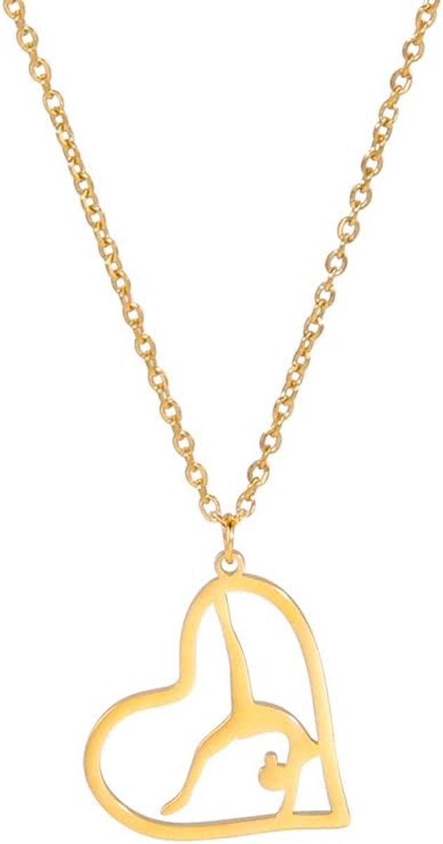 Hanger Ketting Gymnastiek Sport Liefde Hart Charm Hanger Ketting Voor Gymnast Inspirerende Mode-sieraden, Medium, Roestvrij staal, Geen edelsteen