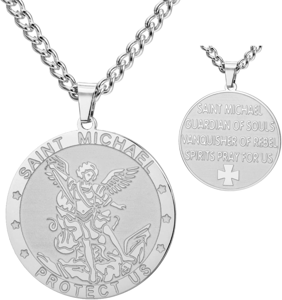 Sint-Michiel Ketting Roestvrij Staal St. Michael Hanger De Grote Protector Aartsengel Amulet Ketting Religieuze Sieraden Voor Mannen Vrouwen