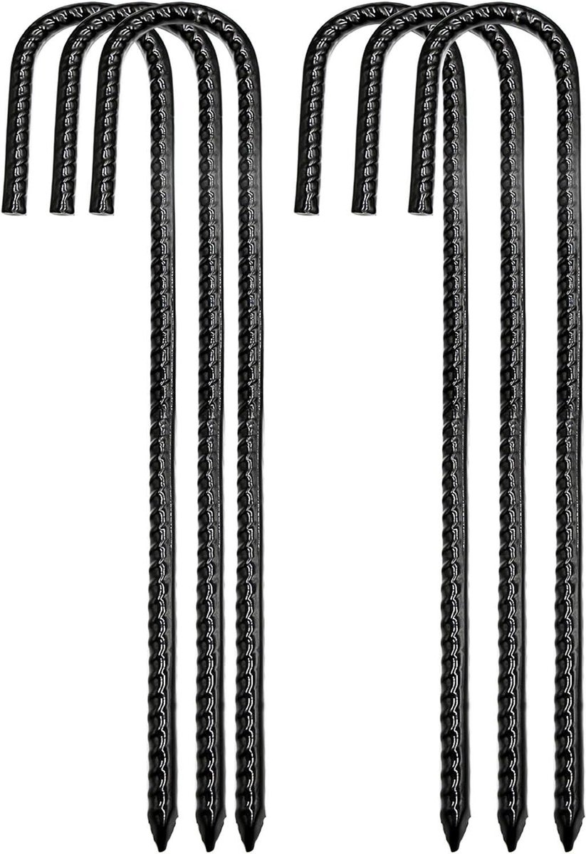 Grondwapening inzetstukken tentpalen J haken tuin zware belasting metalen paal met beitelpunt einde voor trampolines veiligheid 30,5 cm 6 stuks