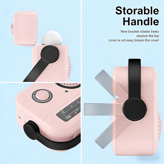 Radio Design Hoesje voor AirPods 4 SYJ Roze - Zachte Silicone Vintage Schokabsorptie Beschermer Case met Draaibare Draaggreep Compatibel met AirPods 4 — afbeelding 2
