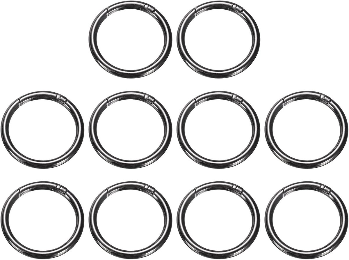 10 stuks Lente O-ringclip, metalen veersluiting, sleutelring, 48 mm, ronde sleutelhanger, kliksluiting, accessoires voor portemonnee, schoudertas, gunmetal