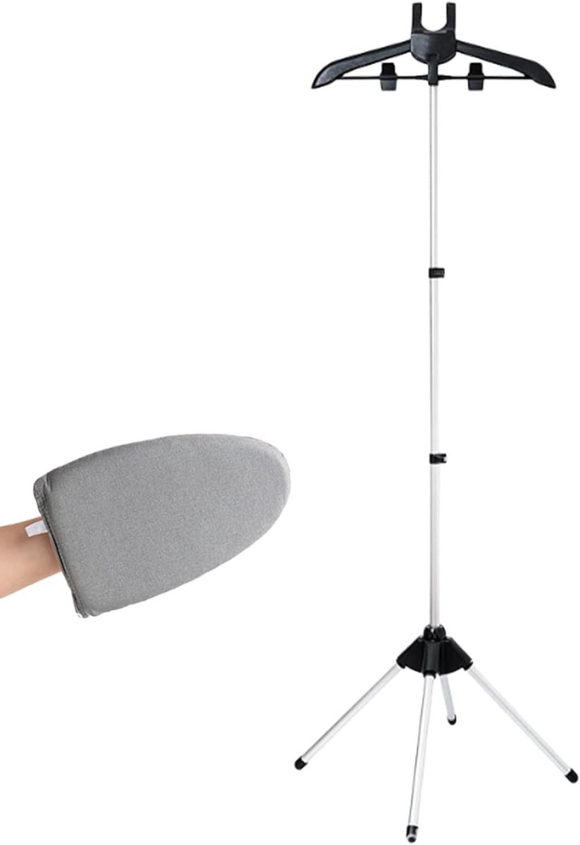 Stoomstrijkijzer standaard - Kleding stomer - Kleding verzorgen - Opvouwbaar ontwerp - 160 x 43 cm - Zwart