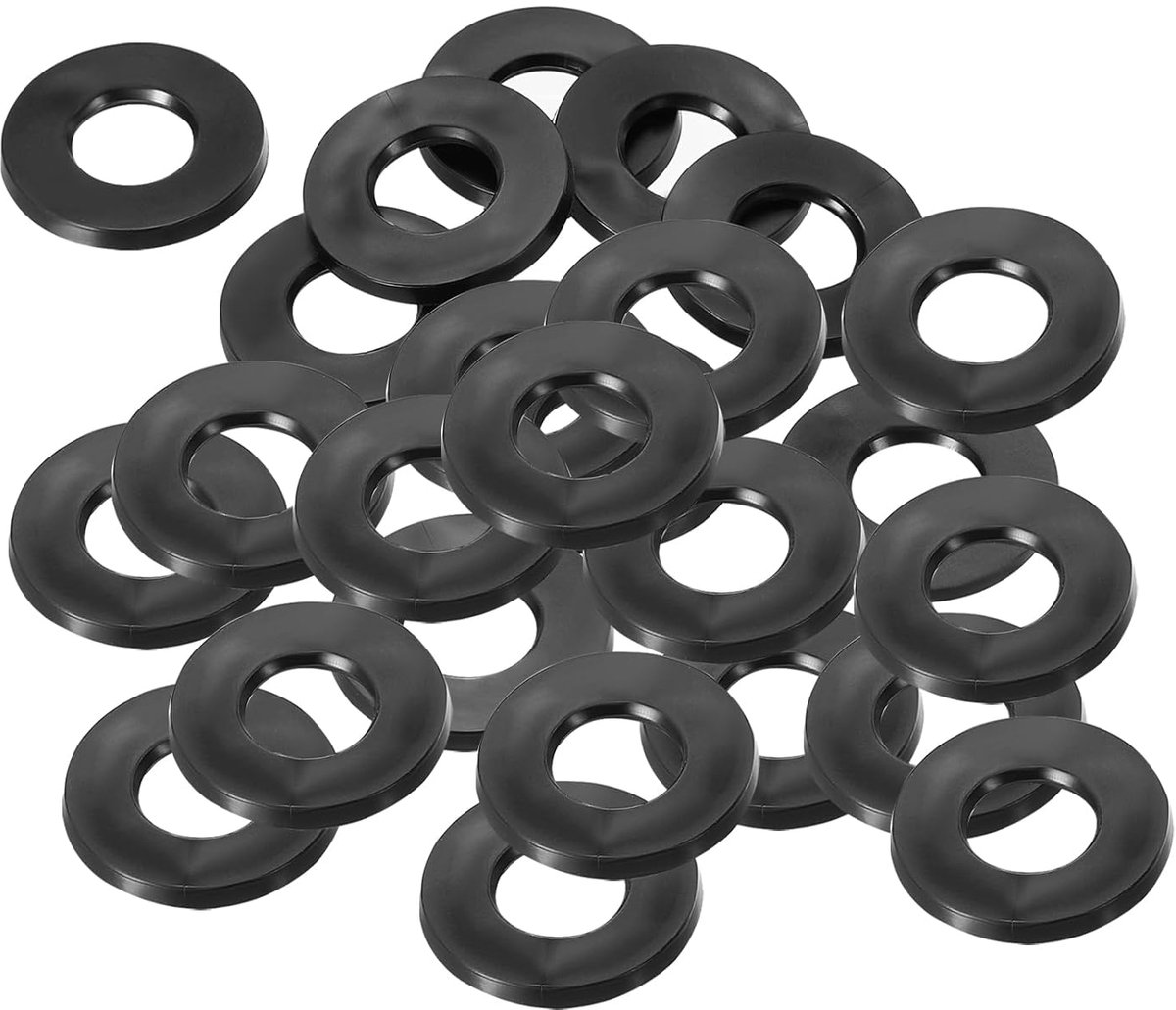 Platte rubberen afdichting M6, set van 24, binnendiameter 6mm, buitendiameter 16mm, dikte 1,5mm, afdichting voor kraan, waterleiding, bevestigingsbout, zwart