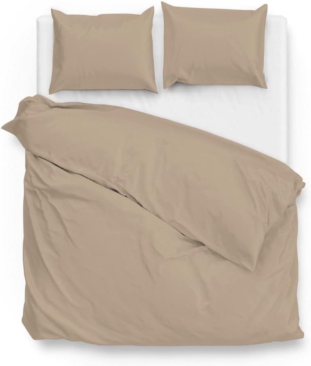 Dekbedovertrek 200x220 - 100% Katoen Satijn - Kleur Forest Sand - Luxe slaapervaring - SnelShoppen