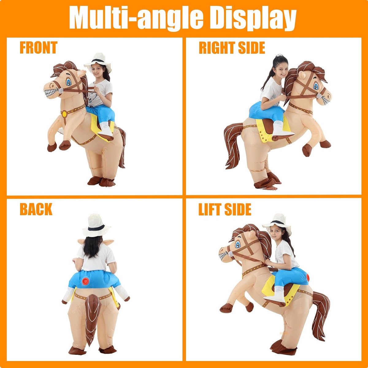 Cowboy Paard Kostuum, Grappig Rijdend Paard Kostuum, Perfect voor Carnaval, Fasching, Halloween, Themapartijen, Cosplay, Eén Maat