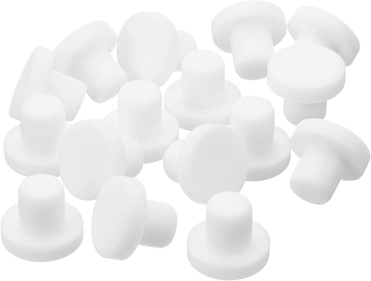 16 stuks witte rubberen doppen, 9 mm, gatstop voor een gat van 8,5 - 8,8 mm