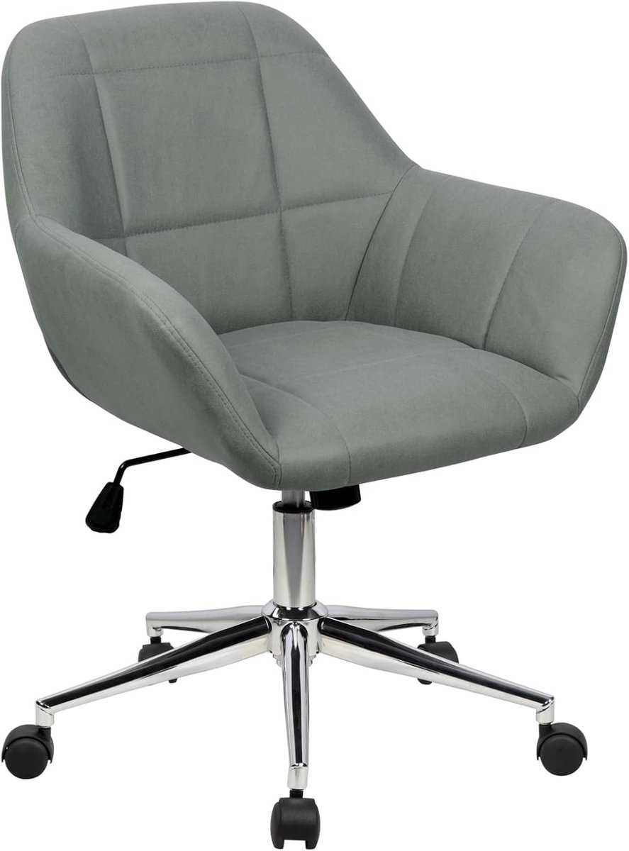 Bureaustoel Vintage - Ergonomische Draaistoel met Armleuningen - In Hoogte Verstelbare Kunstleren Bureaustoel met Wielen - Comfortabele Computerstoel voor Thuiskantoor, Bureau en Vergaderruimte - Retro Kantoorstoel Donkergrijs