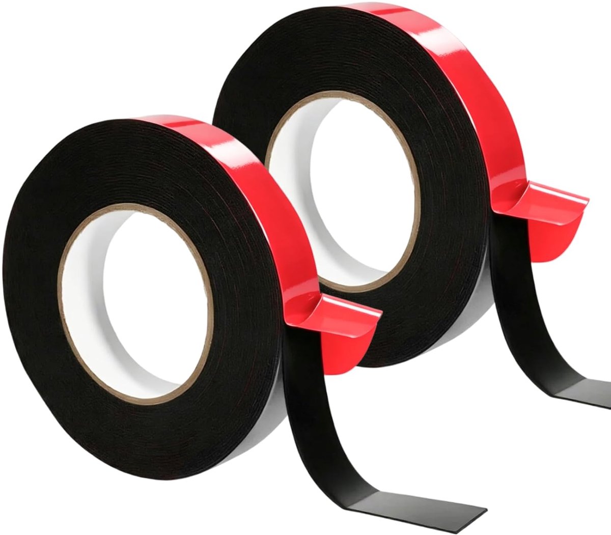 2 Rollen Doppelseitiges Klebeband Extra Stark – PE-Schaum mit rotem Schutzfilm – 10 m x 25 mm x 1 mm – Wasserdicht & Temperaturbeständig (-20°C bis 120°C) – Für Auto, Heim, Teppich