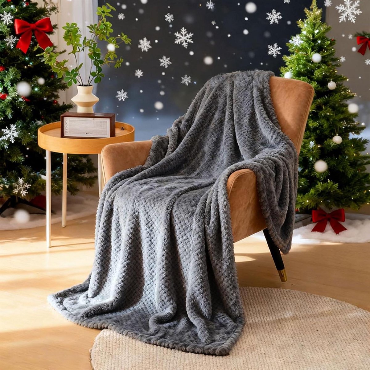 Zachte Deken - Plaid Bank - Gezelligheid Thuis - Dubbelzijdig Pluche - 70 x 230 cm - Donkergrijs