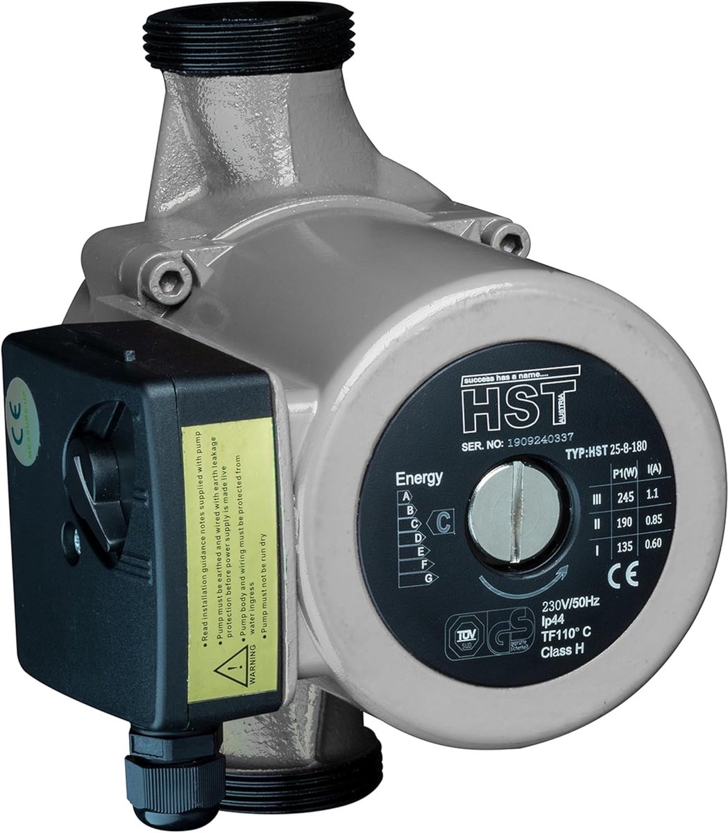 Circulatiepomp HST 25-80 - 180 mm - 8 m opvoerhoogte - ideaal voor verwarmingssystemen - SnelShoppen