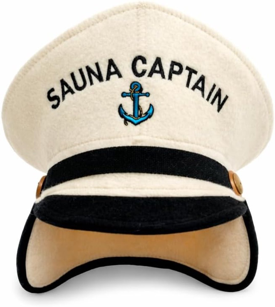 Saunahat 'Captain' Wit - 100% Biologisch Wolvilt - Bescherm je Hoofd tegen Hitte - SnelShoppen