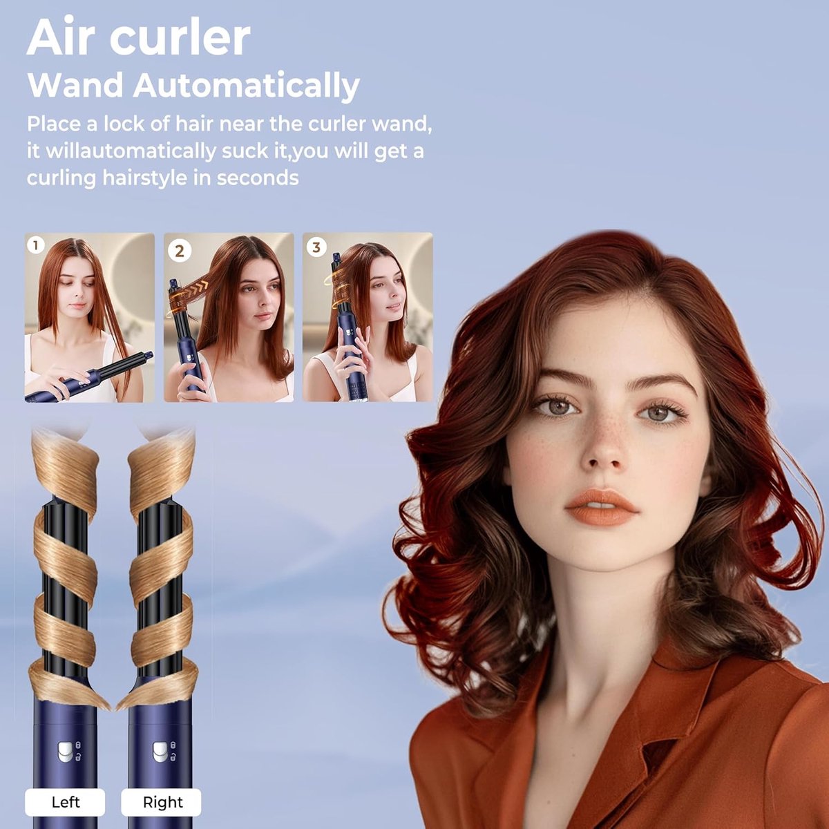 Haarstyler Borstel - Luchtstyler Krultang - Haar Modelleren - 6-in-1 Styling Kit - 30 x 16 x 7 cm - Blauw