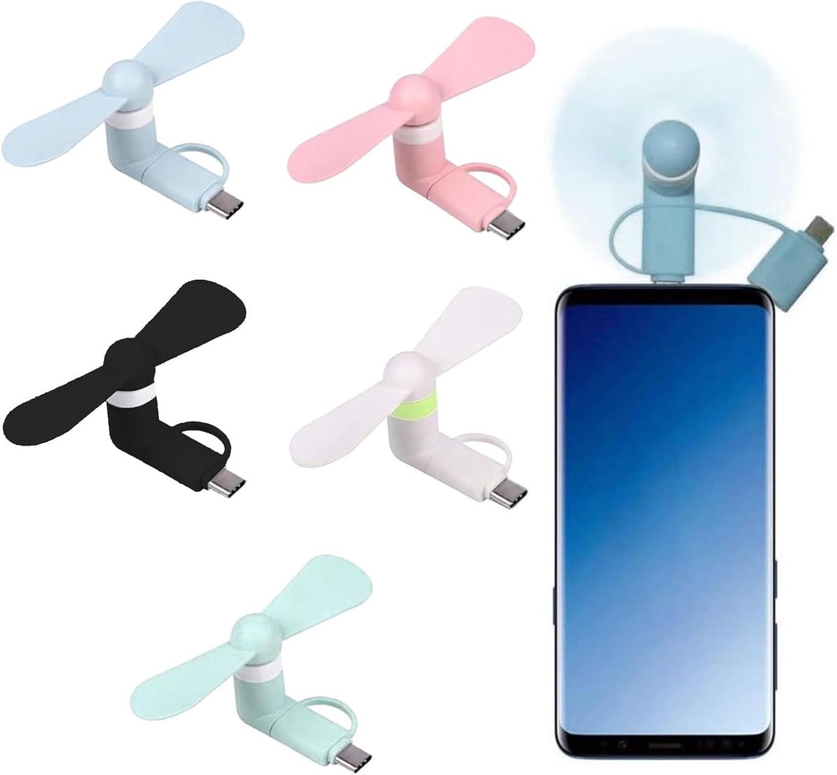 Mobiele telefoon ventilator - Mini formaat - 2-in-1 functie - Ideaal voor koeling onderweg - SnelShoppen