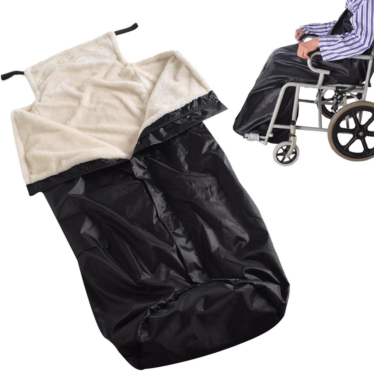 Warme Rolstoeldeken - Mobiliteitshoes Wikkeljas - Warm Blijven - Waterdicht Winddicht - 120 x 65 cm - Grijs