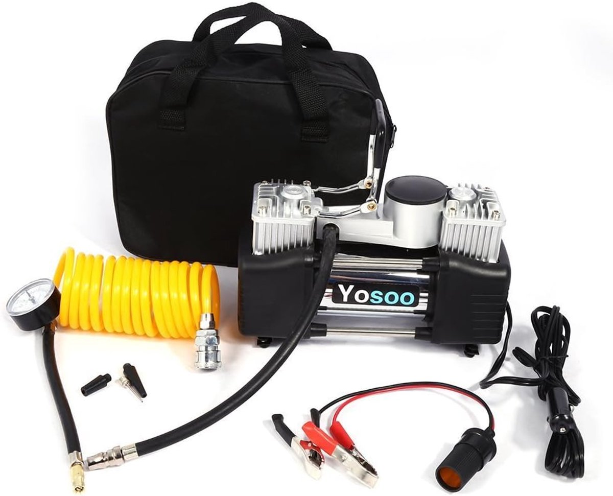 Mini luchtcompressor 150 PSI - draagbaar elektrisch - voor auto, motor en fiets - snel oppompen - SnelShoppen