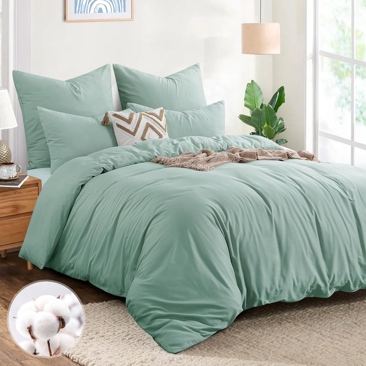 Beddengoed set 200x220 cm - Katoen groen - Ademend en absorberend - Geniet van een goede nachtrust - SnelShoppen