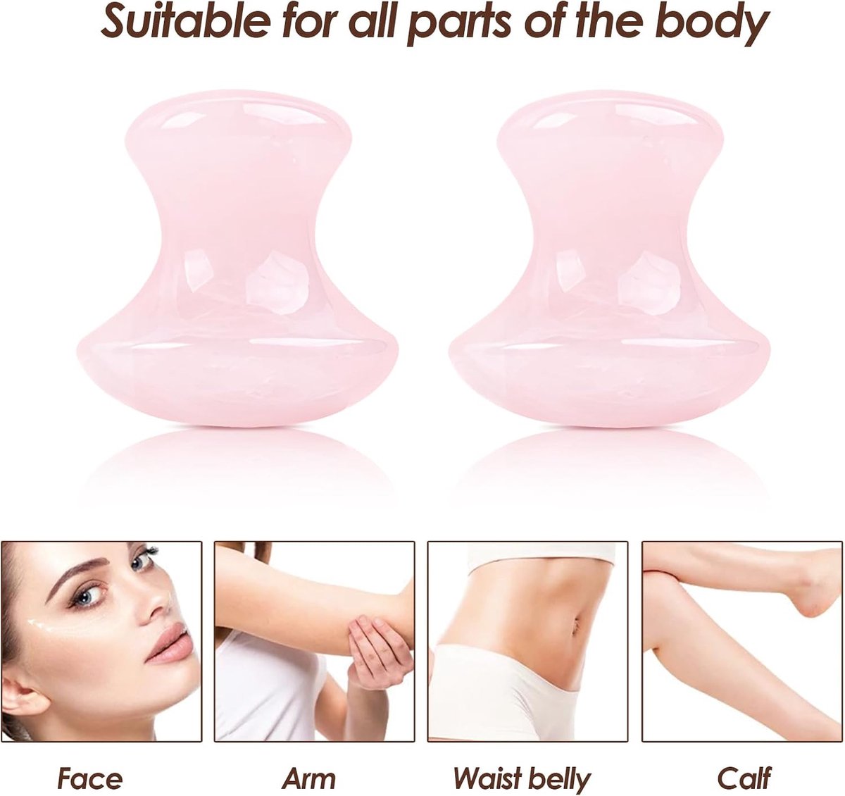 2-Piece Mushroom Shaped Gua Sha Massage Tool Acupressure Natural Guasa Board for Face, Neck, Eyes, Beauty, Spa - ShopVlot