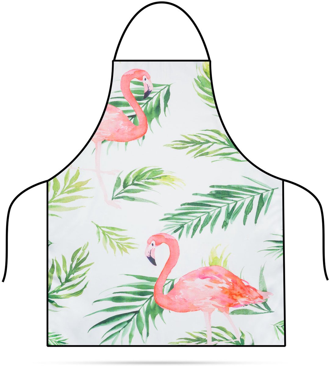 Keuken schort - volwassen maat - 71 x 57 cm - Flamingo patroon [56174A]