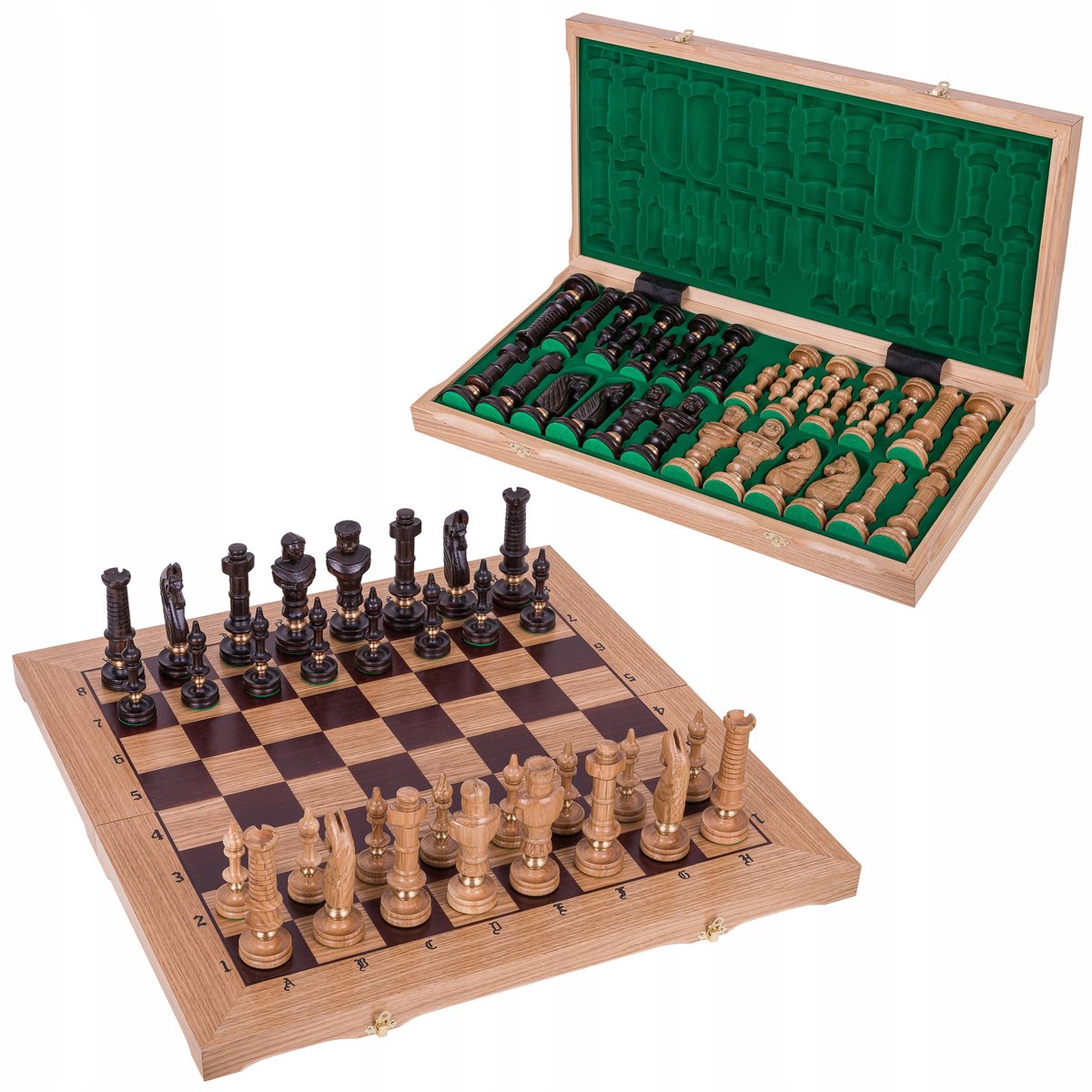 Luxe Houten Schaakspel - Groot Intarsia Bord 65x65 cm