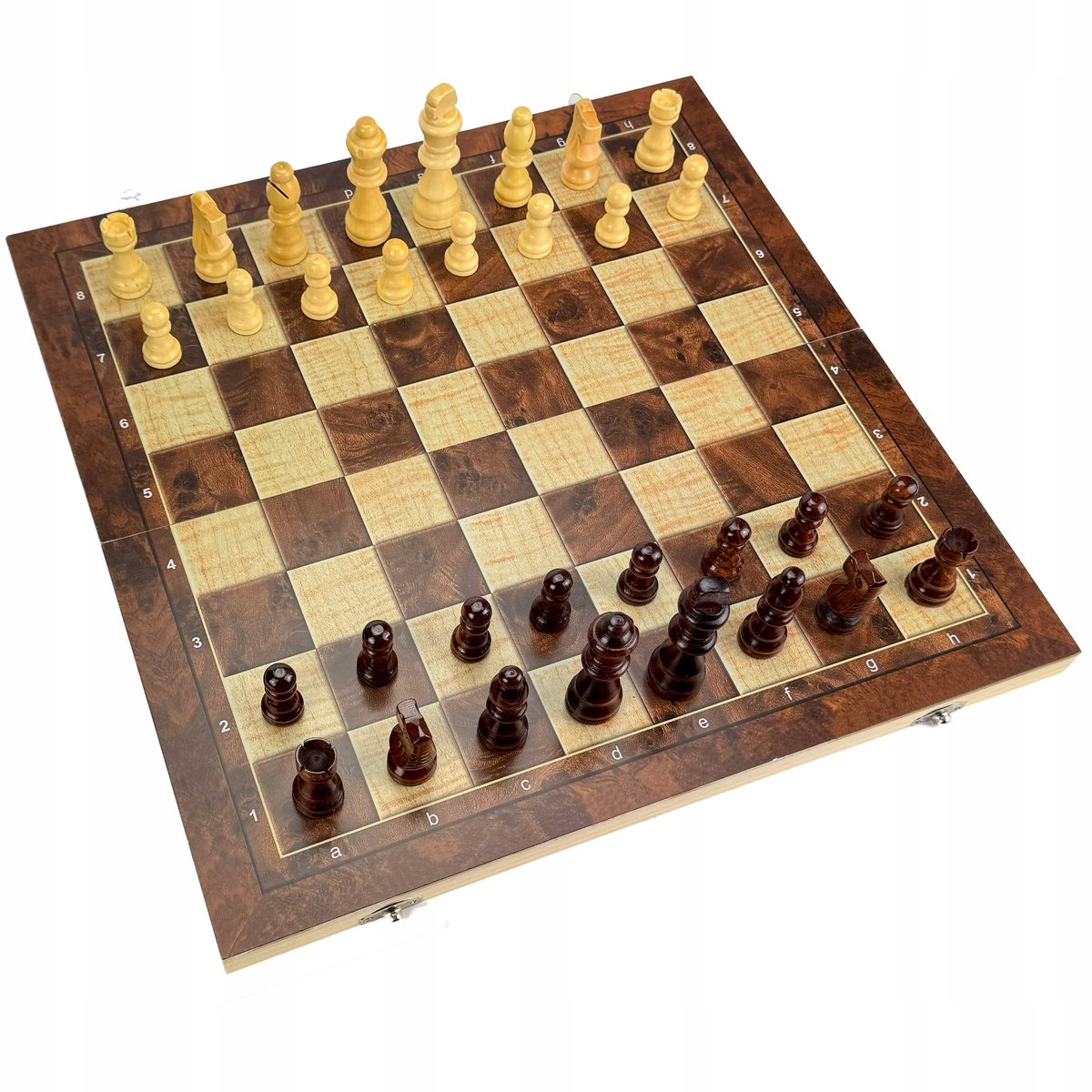 Houten 3-in-1 Spel: Schaken, Dammen & Backgammon (39 cm)