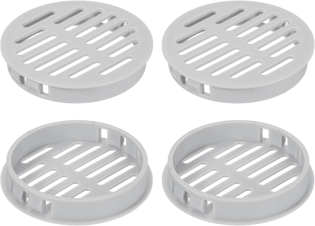 Rond ventilatierooster, 2 inch, 8 stuks, lichtgrijs, kunststof, 60 mm, afdekking voor luchtinlaten - cirkelvormig ventilatierooster - eenvoudige lucht voor badkamer, huis, kantoor, kast