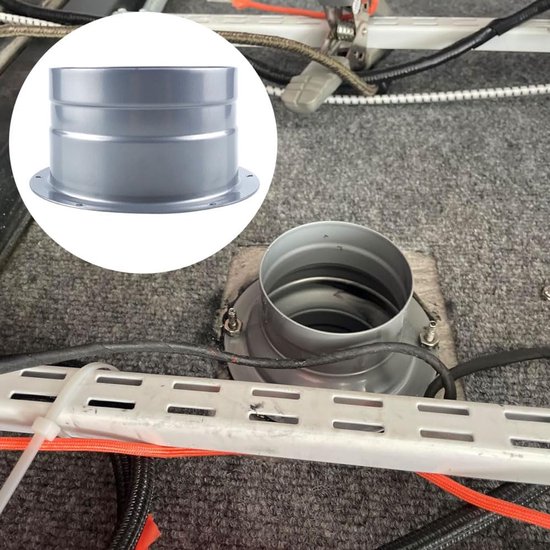 195 mm / 7,67 inch, verzinkte stalen buis aansluitflens, ronde fitting voor flexibele of starre buizen, ronde interface luchtkanaal voor montageplaat van luchtslang in kweektent — afbeelding 2