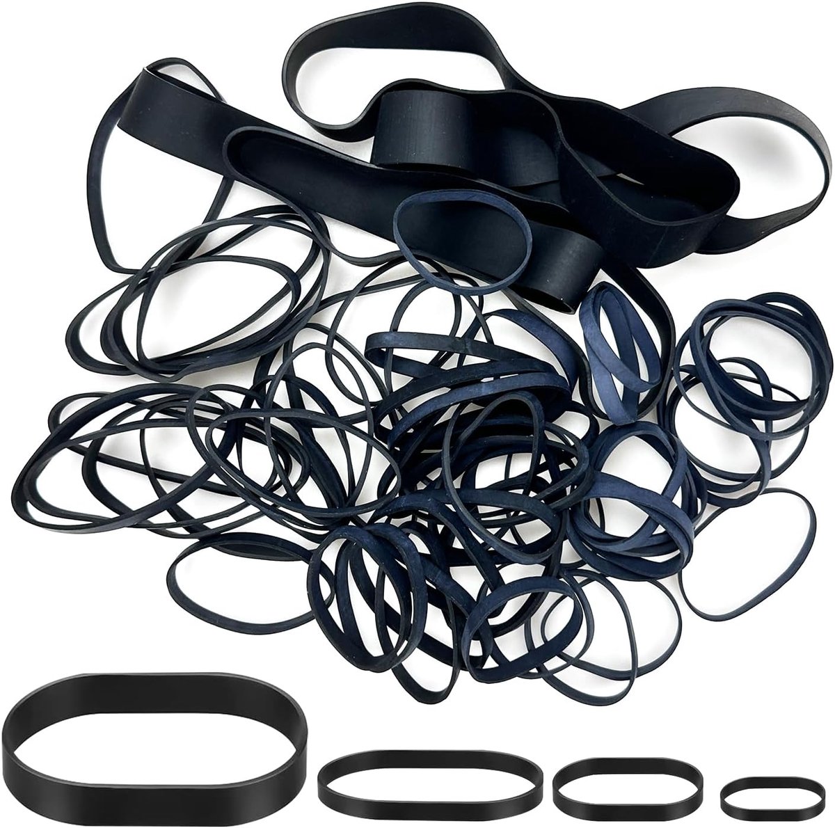 64 stuks zwarte tactische elastiekjes, multifunctionele dikke elastische elastiekjes, sterke elastische banden, stationaire rekbare banden voor camping, survival, kantoor, thuis, school,