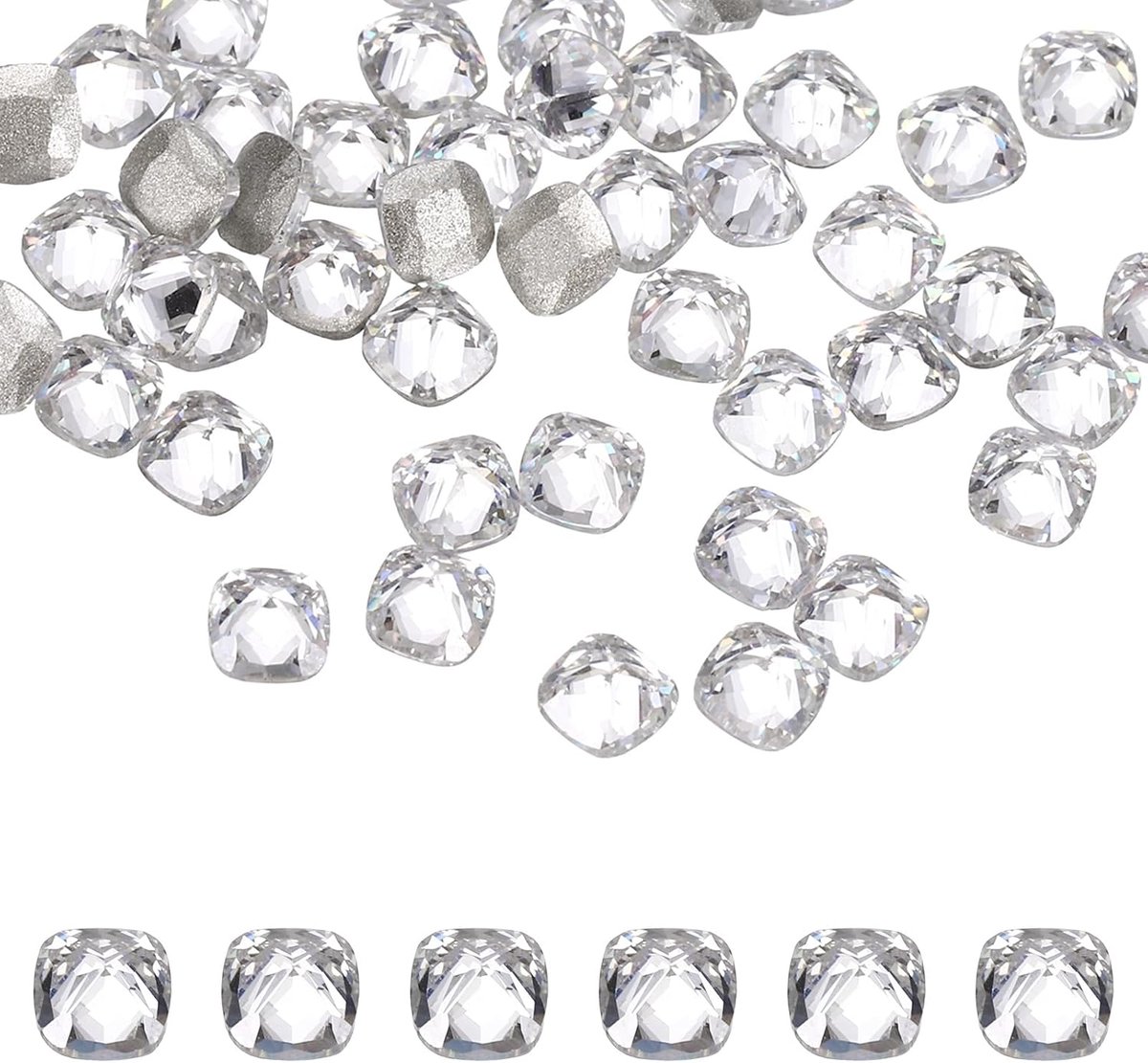 50 stuks glanzende zirkonia strass 3 mm vierkant mini voor nagelkunst diamant kristal 3D platte achterkant voor doe-het-zelf decoratie manicure kleding