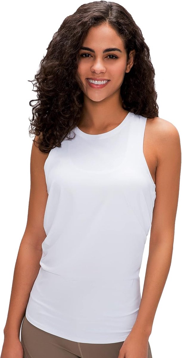 Tanktop voor dames, sporttops, zomer, workout, crossback, loopshirt, mouwloos, bovenstuk, ademend, shirt voor yoga, fitness, gym, training, verpakking van 3 stuks, wit, XS