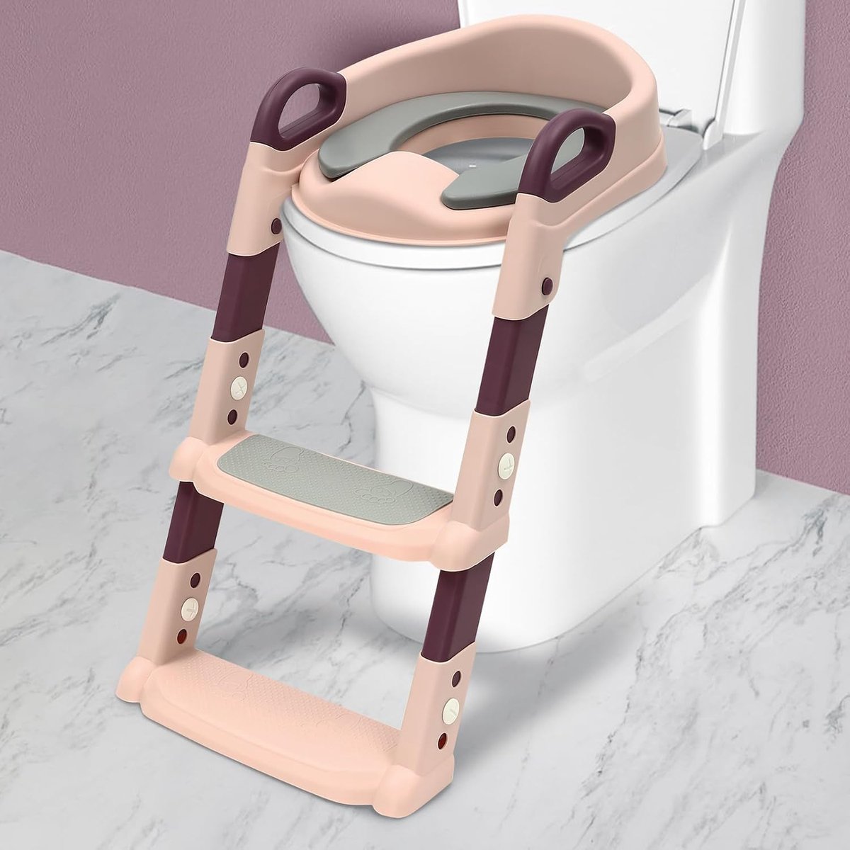 Toiletbril voor kinderen met trap - in hoogte verstelbaar - 2-in-1 toilettrainer - veilig leren toiletteren - SnelShoppen