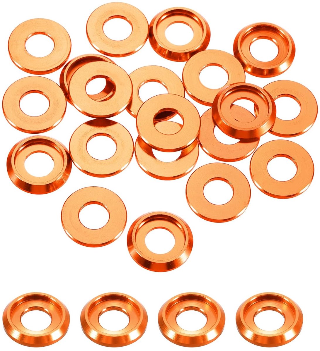 M6 kegelbeker verzonken schijven, gatdiameter 6 mm/0,24 inch aluminium afdichtingen kegelkop sluitring afdichting voor schroef RC/FPV/PC/drone accessoires, 20 stuks (oranje)