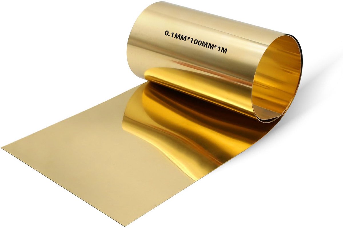 plaatrol, 0,1 x 150 x 1000 mm, messing plaatrol voor handwerk, elektrische reparaties, modelbouw, doe-het-zelfprojecten