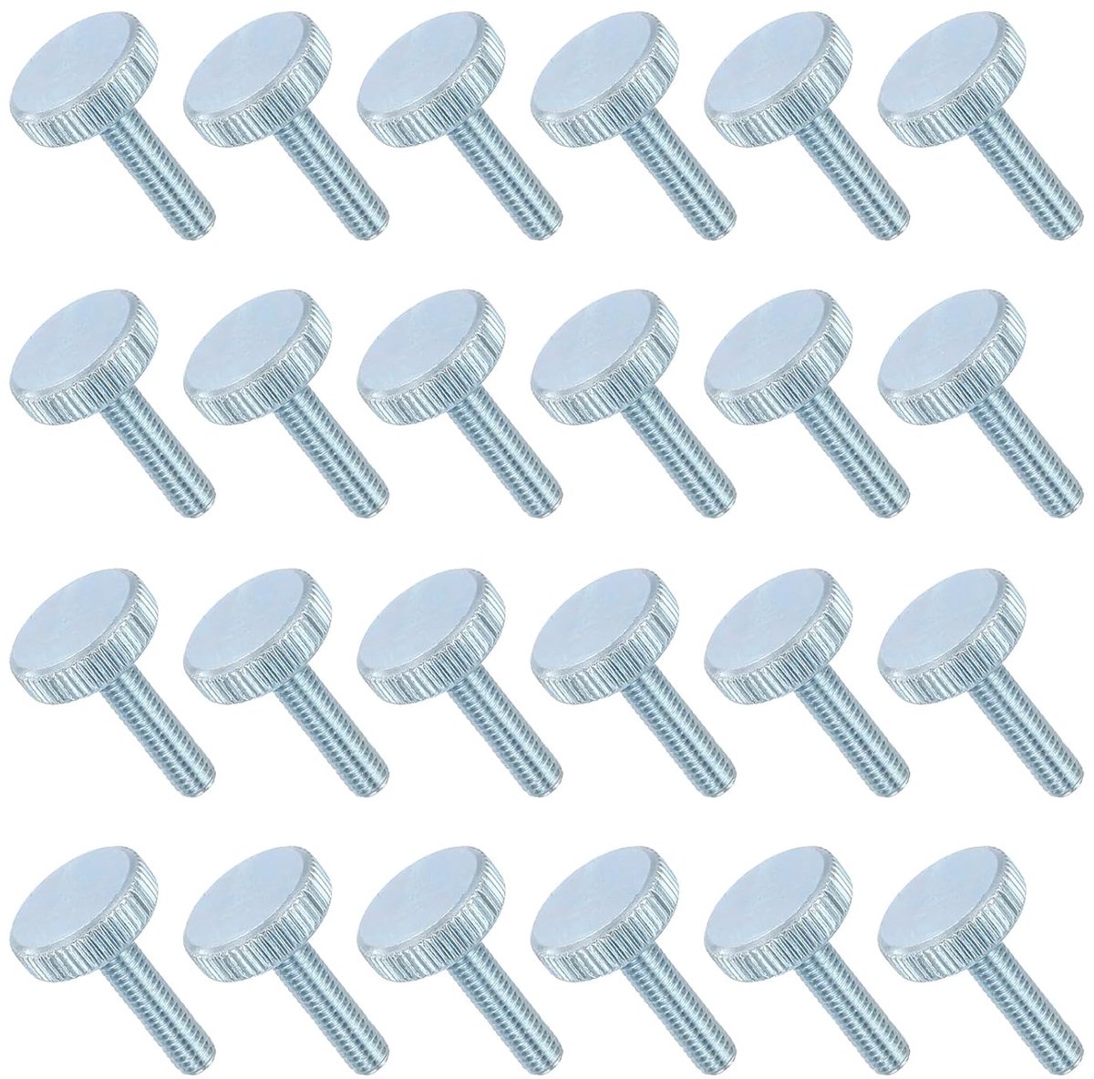 24 stuks M6 x 25 mm platte gekartelde kop vleugelschroeven van volledig ijzer volledige schroefdraad vleugelschroeven bevestigingselementen voor verlichting huishoudelijke apparaten