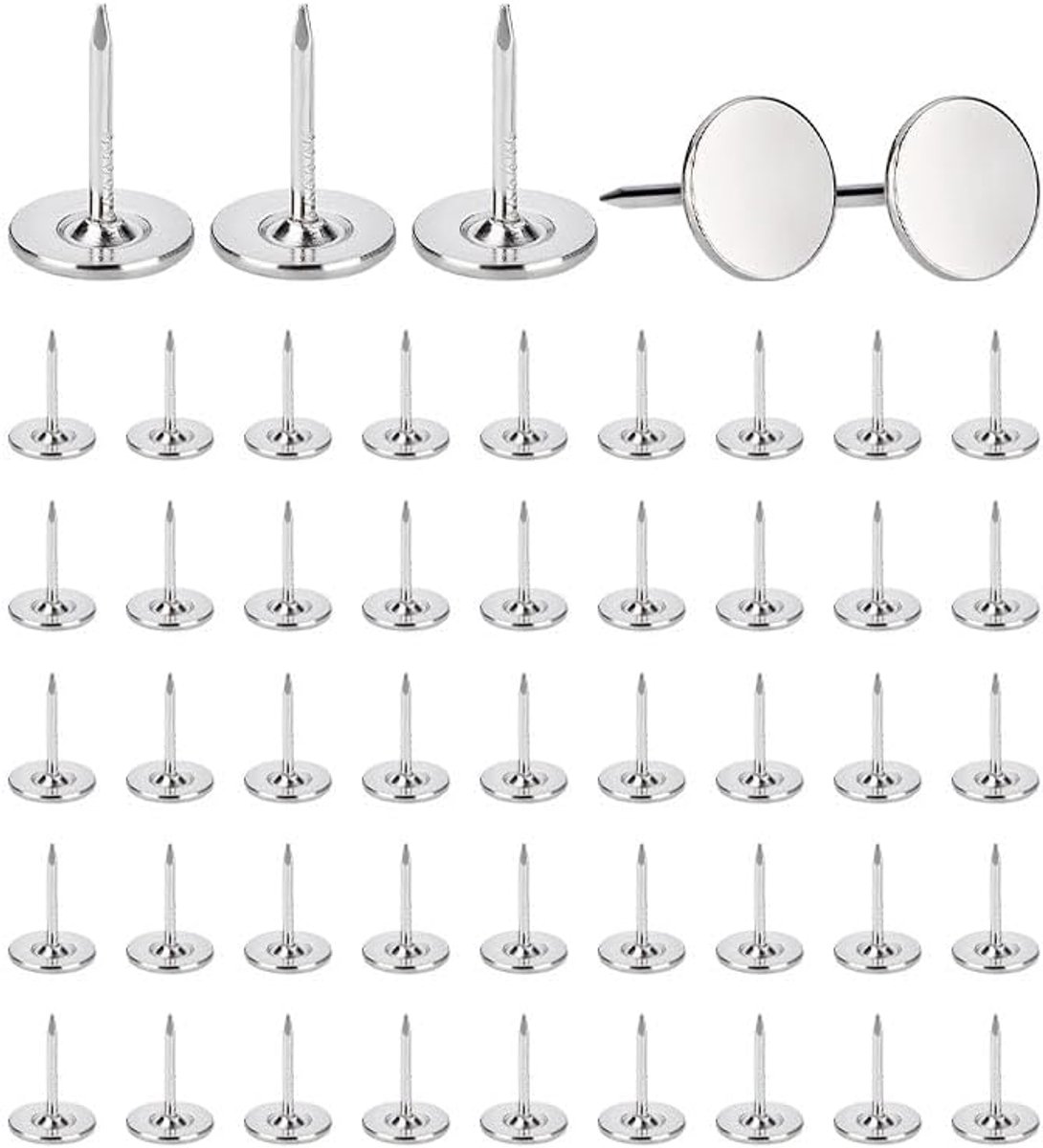 Punaises met platte kop, 10 x 11 mm, robuuste duwpunaises voor muur, kurkbord en prikbord