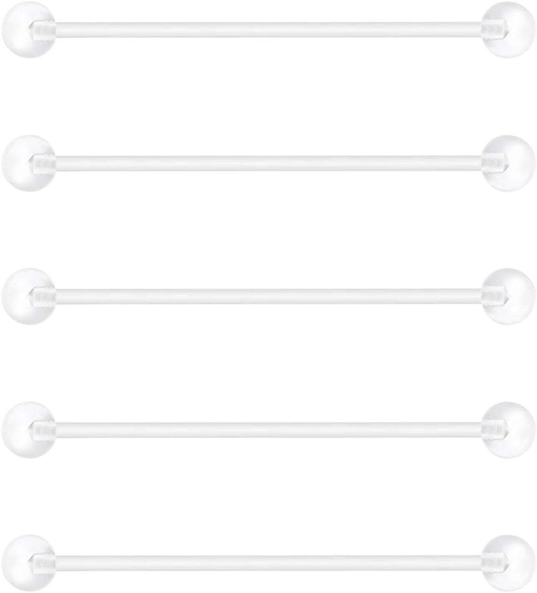 5 stuks plastic industriële piercing bars 32/35/38mm flexibele kunststof oorpiercing Bioflex acryl