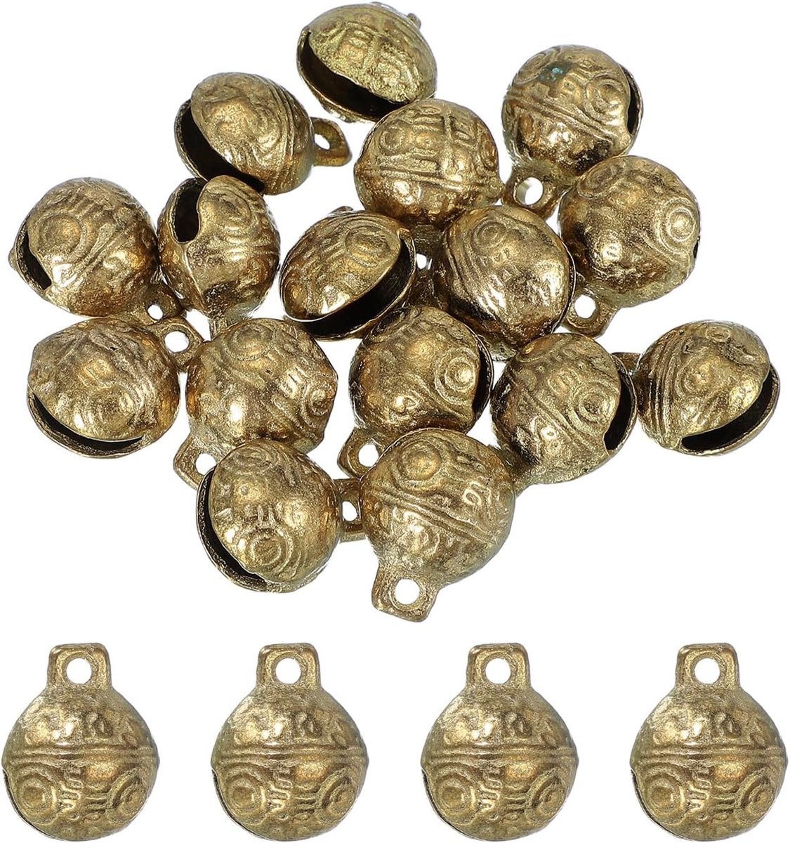 16 stuks vintage bronzen klokken, 20 mm, Tibetaanse voor handwerk, kleine rustieke metalen klokken voor halsbanden van honden, katten, huisdieren, decoraties