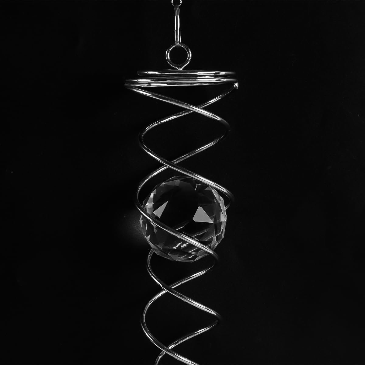 Crystal Twister - windgong 35,5 cm - inclusief haak, kogellagerkoppeling, nylon koord, glazen bol en glazen druppels