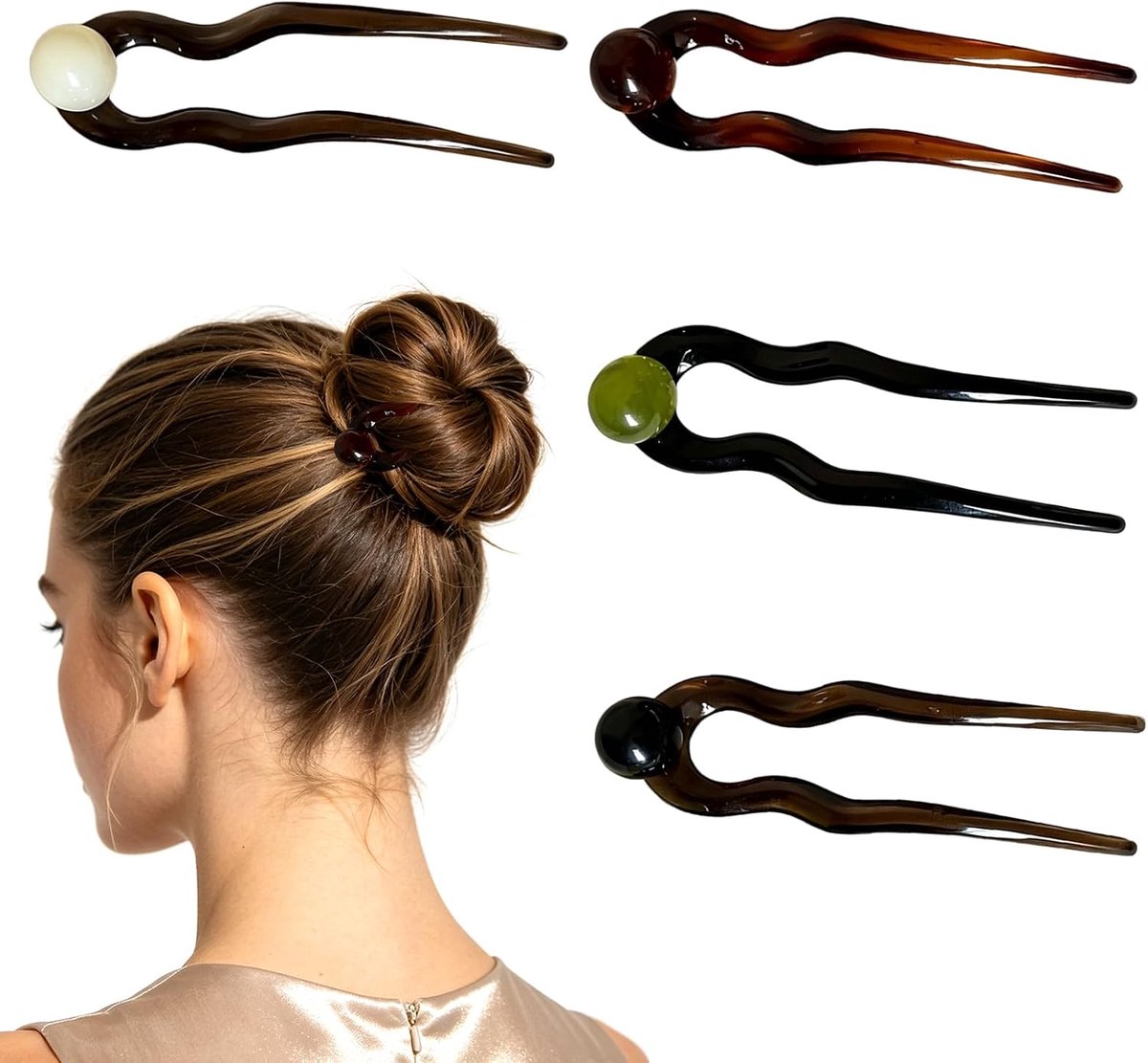 Haarspelden, retro haarspeld in U-vorm, elegante haarclip met parel, minimalistische Franse haarspeld, cadeau voor dames en meisjes