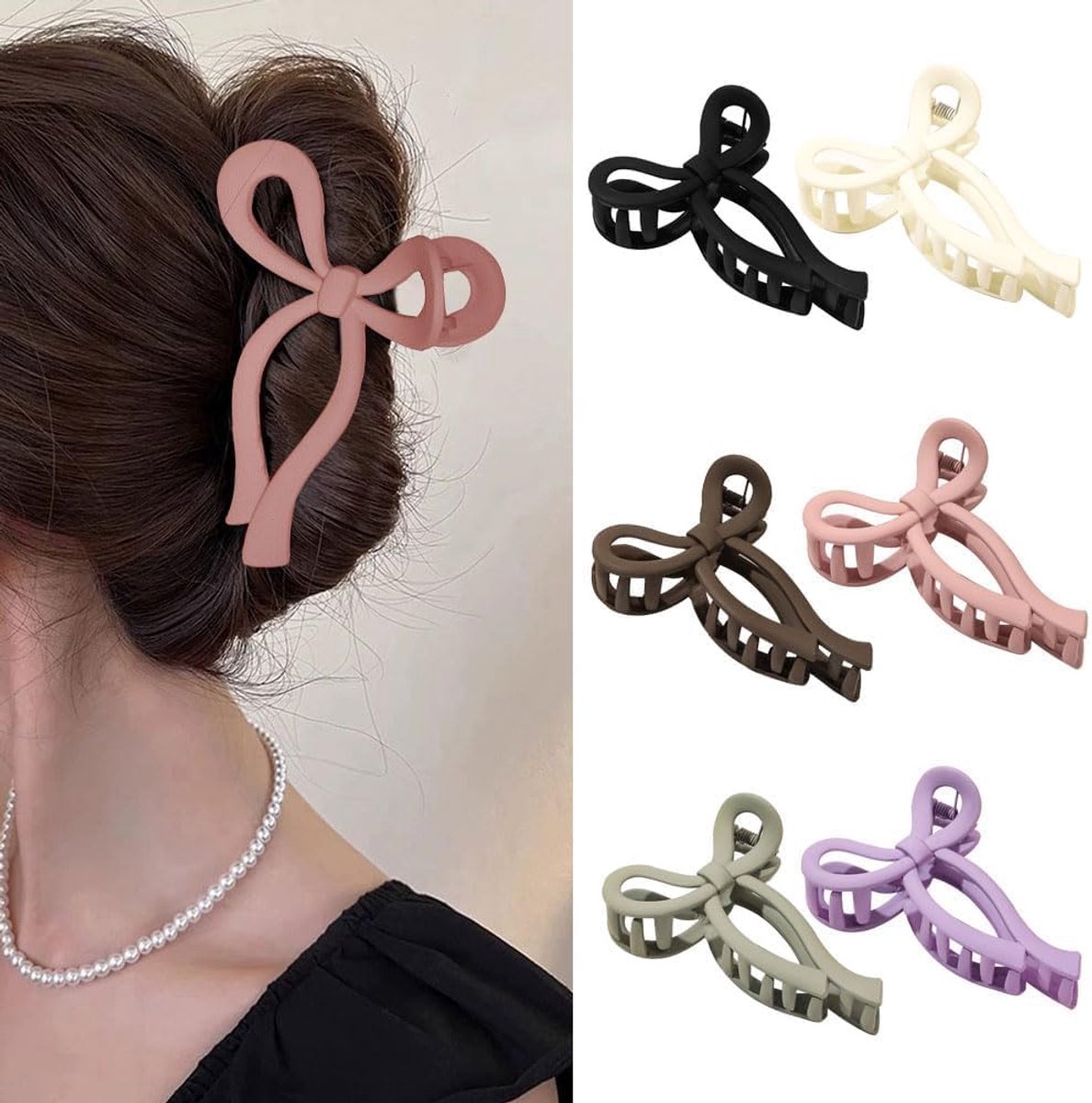 6 stuks haarklemmen, strik, haarklemmen, vlinder, antislip, haarspelden voor dun haar, lang haar, set A