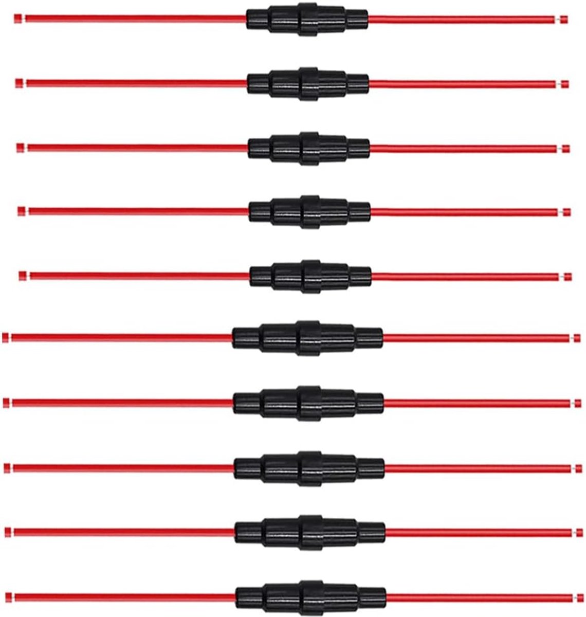 10 Stuks Inline Glazen Buis Zekeringhouder Set, 32V 20A Auto AGC Glazen Zekeringhouder met 16 AWG Draad (5 Stuks 5 X 20 mm + 5 Stuks 6 X 30 mm)