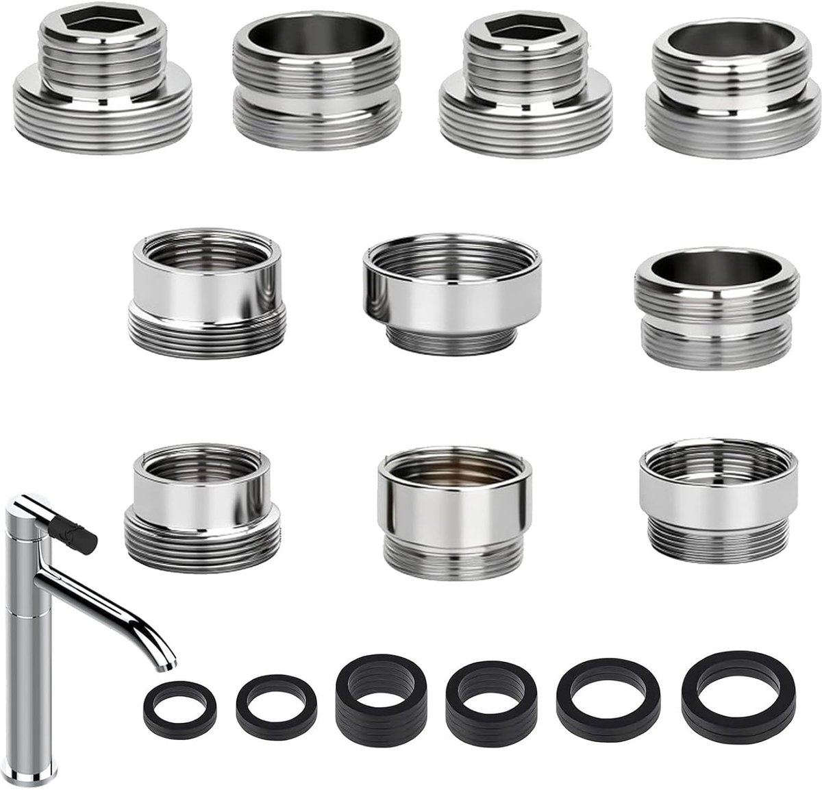 10 stuks kraanopzetstukken, kraanadapter, kraanadapter, veel gebruikt in keukens, badkamers, tuinen en andere scènes, compatibel met verschillende specificaties