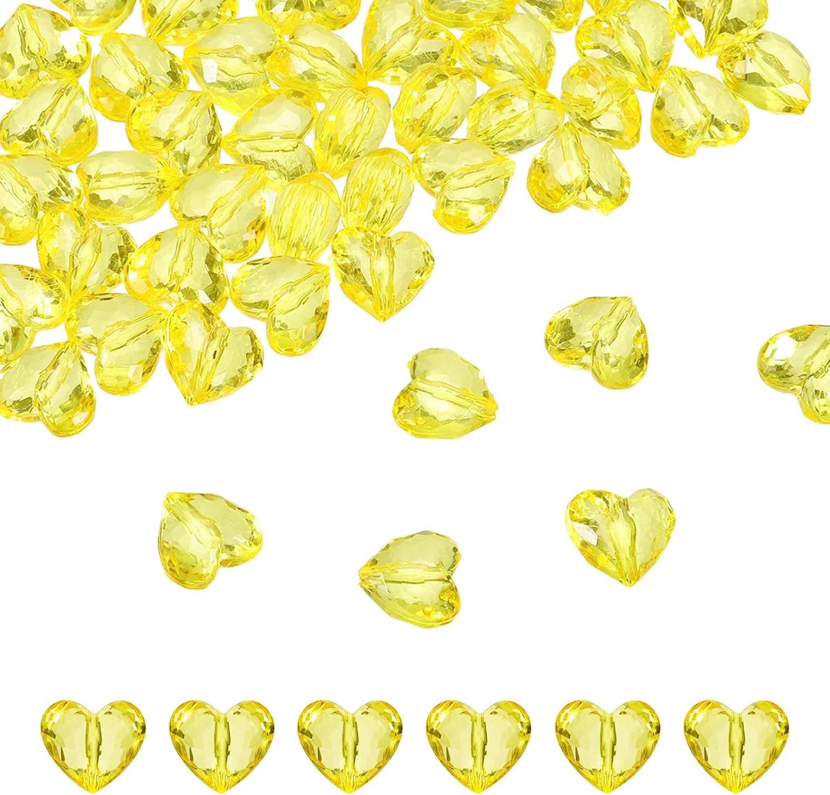 Kralen, 19 x 17 mm, knutselkralen, kristallen, edelstenen met gat voor decoratie, armband, halsketting, sieraden, geel